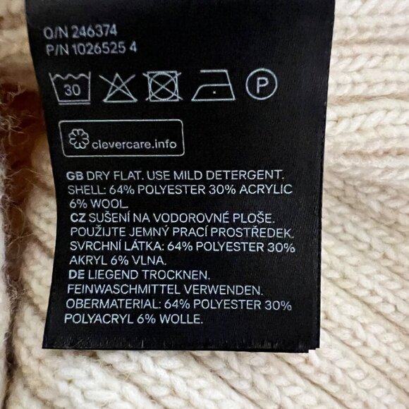 H&M Womens Long Sleeve Cream Ribbed Turtleneck Sweater Vented Sides XS - Picture 9 of 9